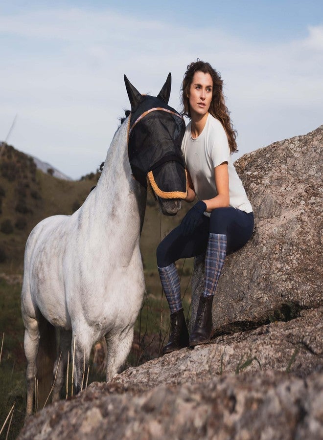 HORZE Wire-Framed Soft Mesh Fleece-Lined Fly Mask with UV Protection - Indian Tan - M - Image 3